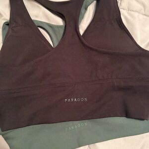 Paragon Reluna Ruched Sports Bra Set - Black and PINE L